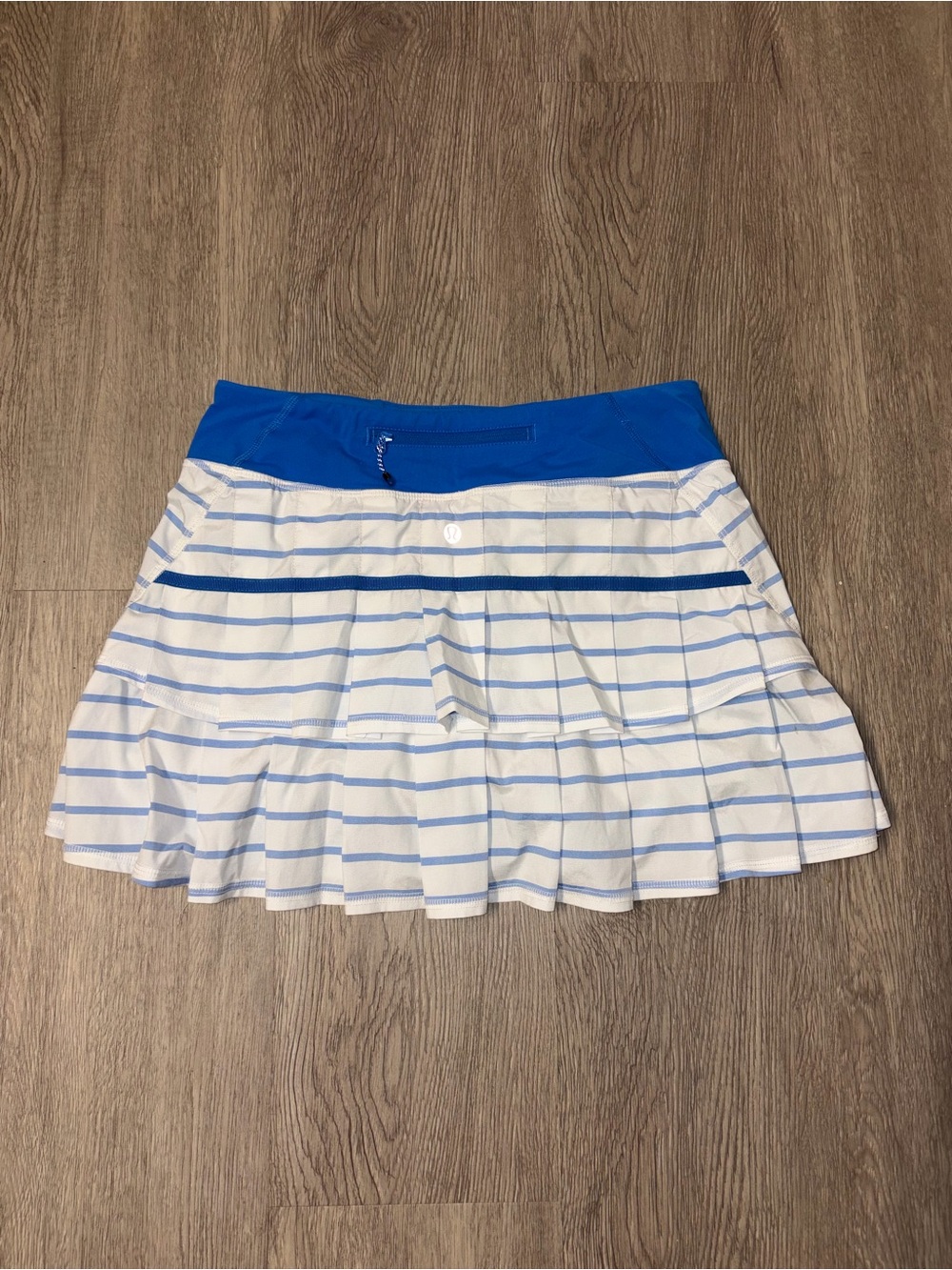 Lululemon Blue & White Striped Pleated Tennis Skort